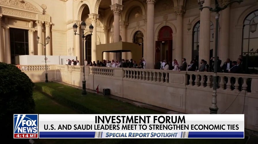 President Donald Trump meets with Saudi leaders about strengthening economic ties