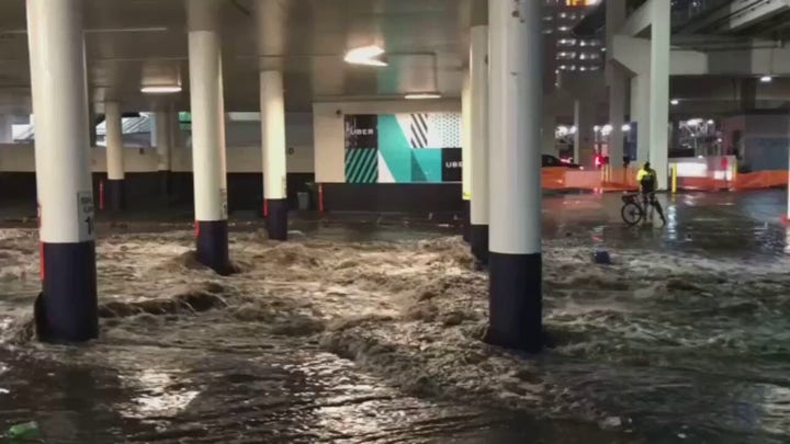 Las Vegas strip parking garage flooded after severe thunderstorms