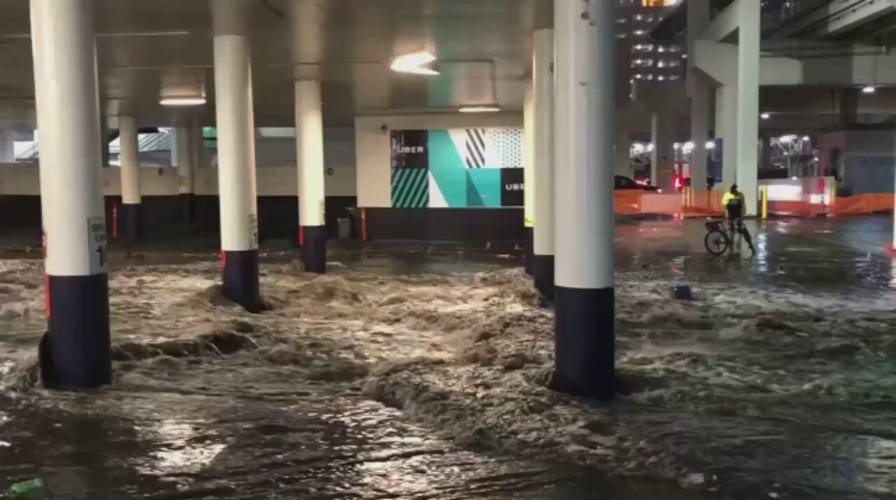 Las Vegas strip parking garage flooded after severe thunderstorms