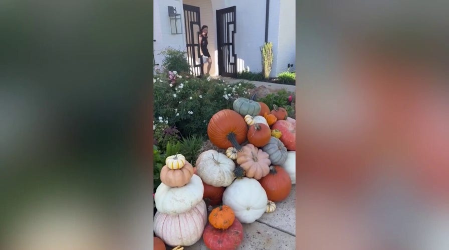 Woman's side hustle has her decorating front porches with pumpkins