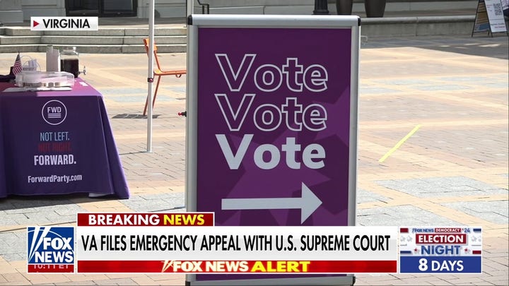 Virginia files emergency Supreme Court appeal on voter roll ruling