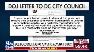 DOJ says DC City Council has no power to move National Guard