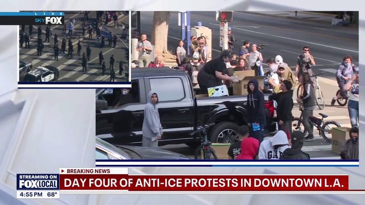Group hands out riot gear masks during Los Angeles anti-ICE riots