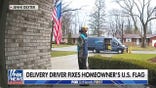 Homeowners choked up after delivery driver fixes, salutes American flag