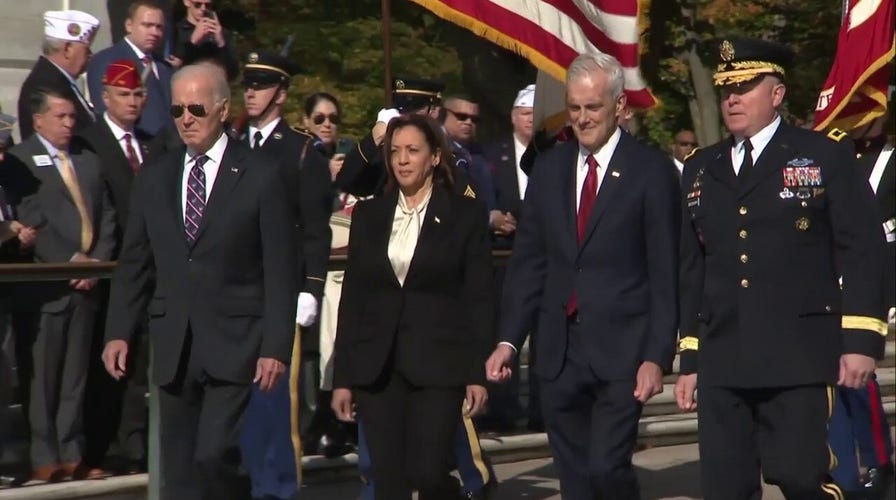 Biden, Harris make first public appearance together after election at Veterans Day ceremony