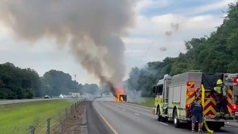 Vehicle carrying fireworks erupts in flames on Tennessee interstate