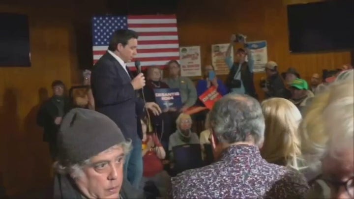 WATCH: DeSantis shuts down climate protesters in Iowa 