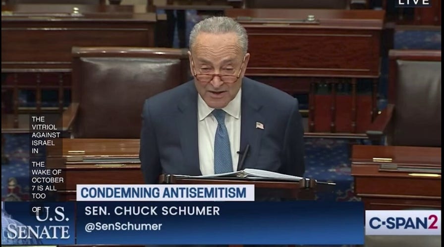 Schumer decries antisemitism in impassioned Senate speech: 'Jewish people feel isolated,' 'deep fear'
