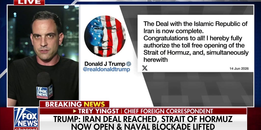 JUST IN: Trump announces Iran deal opens Strait of Hormuz, lifts naval blockade