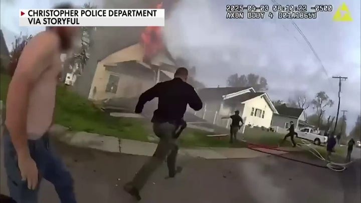 Dramatic bodycam footage captures moment firefighter is rescued after home explosion