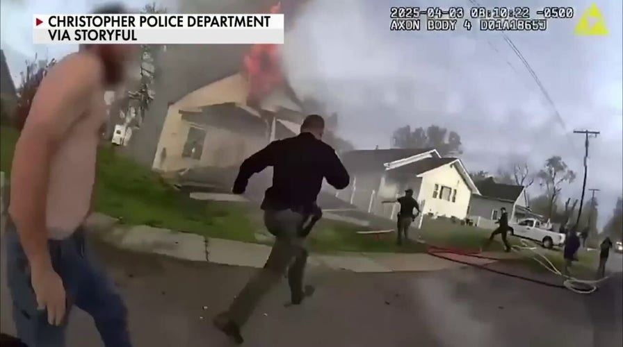 Dramatic bodycam footage captures moment firefighter is rescued after home explosion