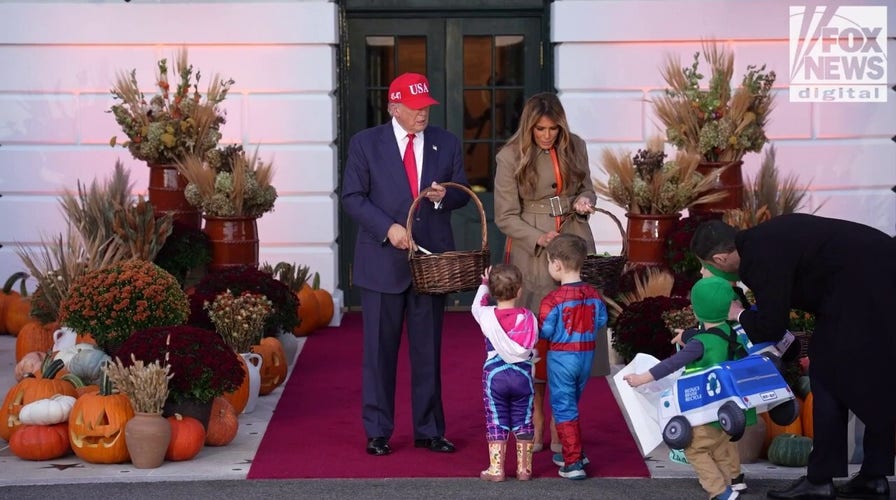 President Trump, first lady hand out Halloween treats to kids at the White House