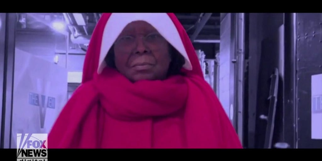 Whoopi Goldberg dresses up as June from 'The Handmaid's Tale' for