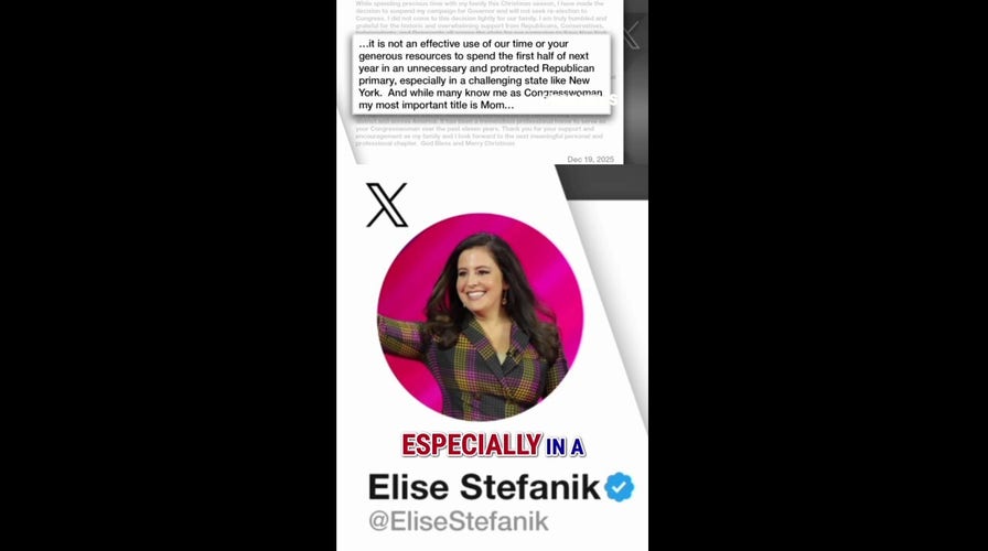 Elise Stefanik DROPS OUT of NY gubernatorial race, won't seek re-election