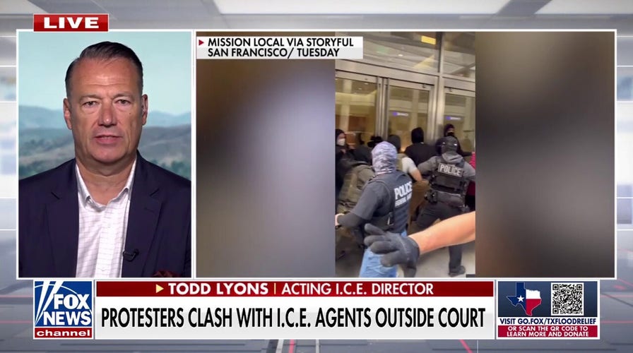 ICE protesters clash with agents outside San Francisco court