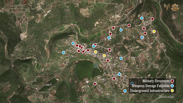 IDF releases map showing Hezbollah rearming in civilian areas