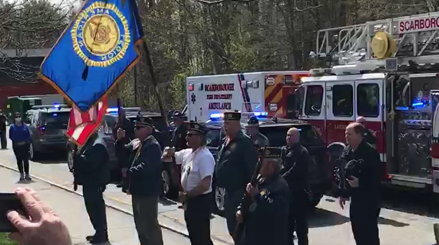 Raw video: The town of Scarborough, Maine salutes Army Air Corps veteran Frank Averill in honor of his 100th birthday