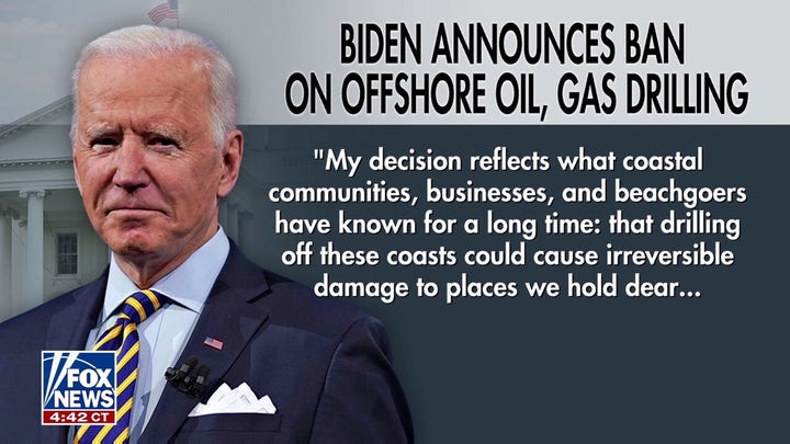 Biden issues 'sweeping ban' on oil, gas drilling ahead of Trump administration: 'Not worth the risks'