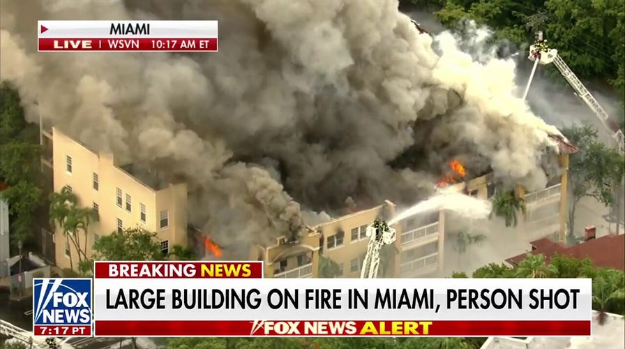 Miami apartment building on fire, 1 reportedly shot inside