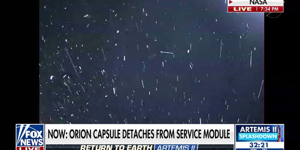 Orion capsule detaches from service module