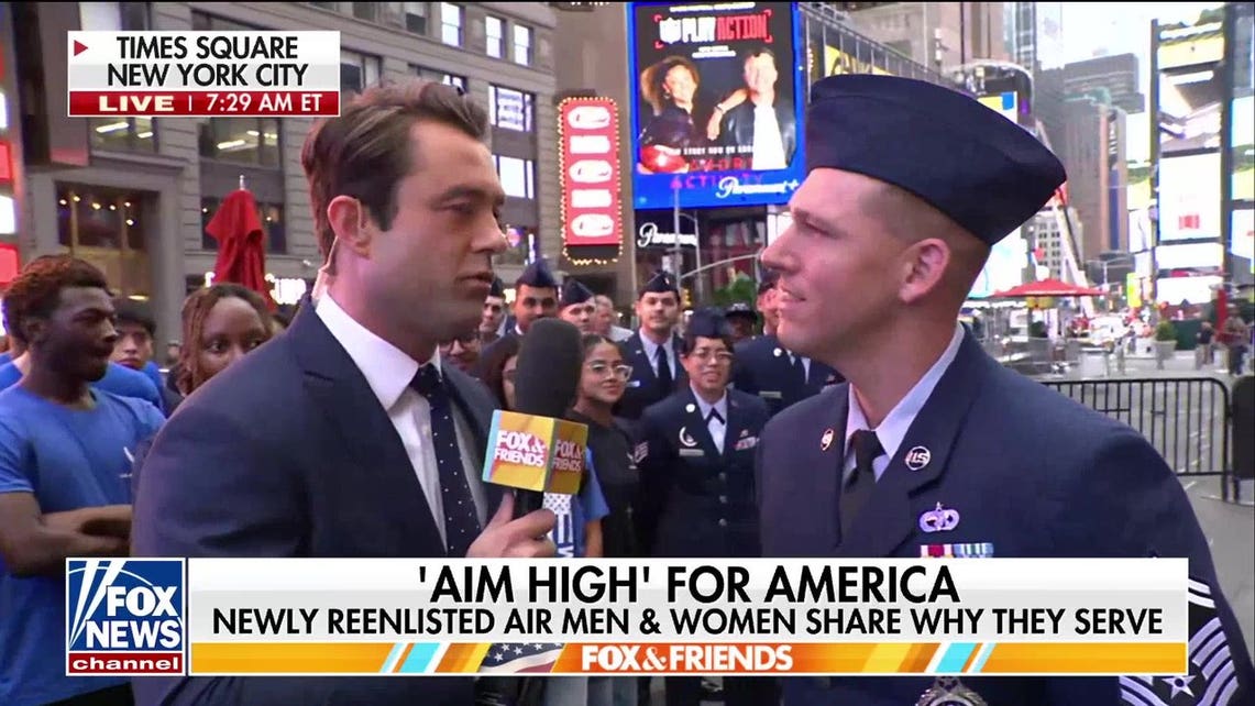 US Air Force celebrates 79th birthday with Times Square enlistment ceremony