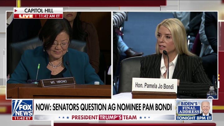 Pam Bondi calls out Sen. Hirono, D-Hawaii, for not meeting with her before hearing
