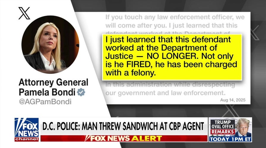 Justice Department fires employee for throwing sandwich at DC officer