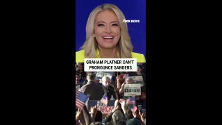 Graham Platner FLUBS supporter Bernie Sanders' name at rally