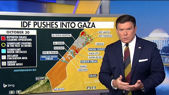 Bret Baier dissects Israel's ground invasion into Gaza on the touchscreen