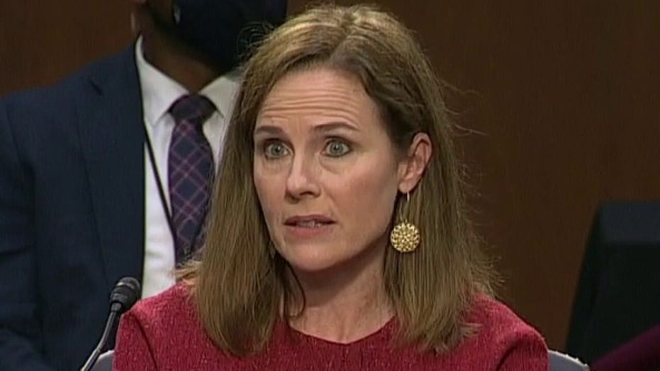 Amy Coney Barrett Answers Questions At Confirmation Hearing Without Notes Holds Up Blank Notepad Fox News