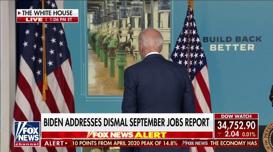 Biden addresses dismal jobs report, leaves without taking questions
