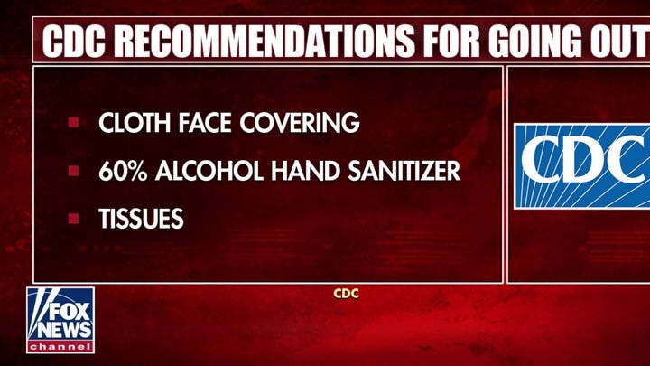 CDC advises having a face mask, hand sanitizer, and tissues when venturing out