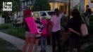 Protestors march outside of Justice Brett Kavanaugh's home following SCOTUS decision