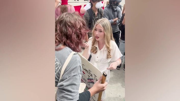 Students for Life spokeswoman swarmed by Antifa mob at Turning Point USA event.
