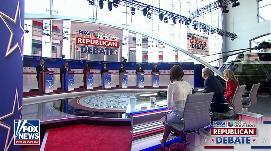 GOP presidential candidates take the stage at the Reagan Library