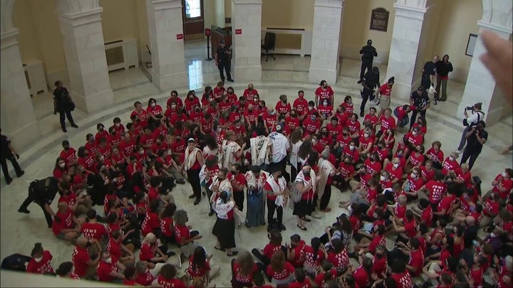 Activists gather inside Cannon building in DC to protest Netanyahu's visit