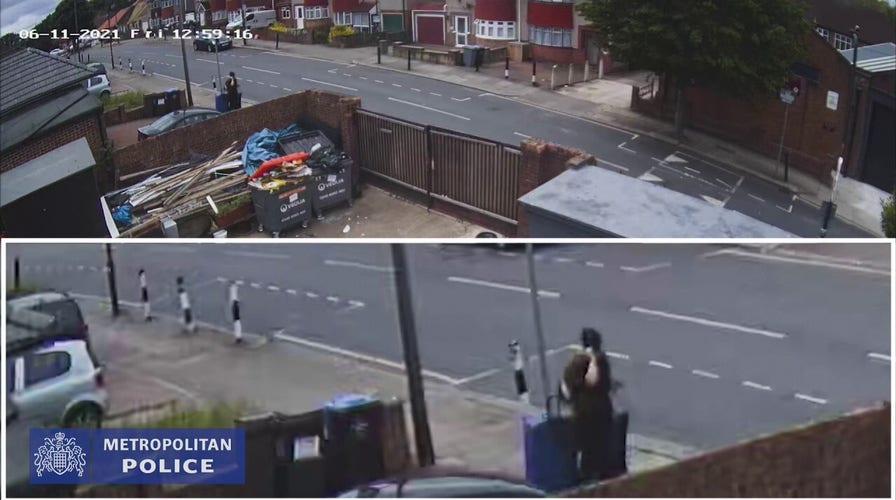 Surveillance video shows British woman lugging murder victim’s body in suitcases