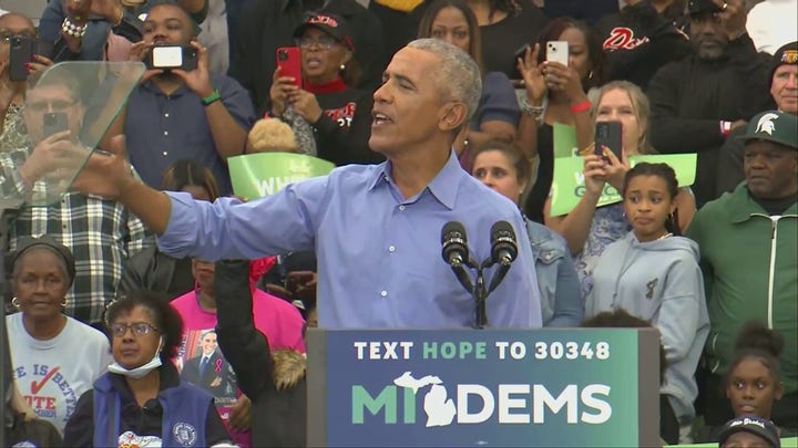 Obama interrupted by protester during Michigan rally: 'Come on'