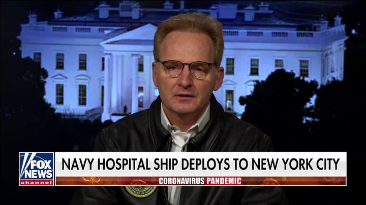 US Navy Secretary reacts after Navy hospital ship deploys to New York