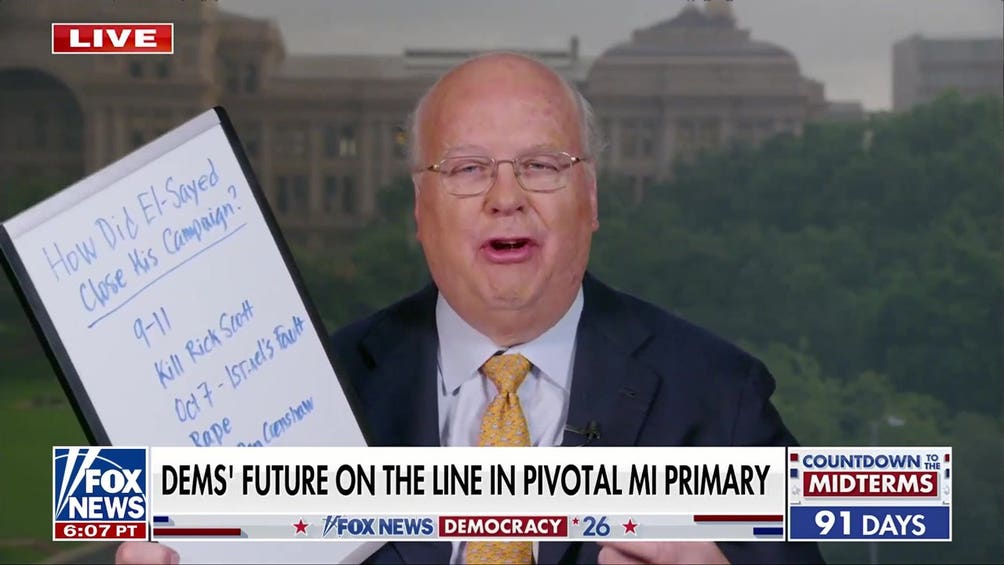 Karl Rove blasts progressive campaign tactics with whiteboard