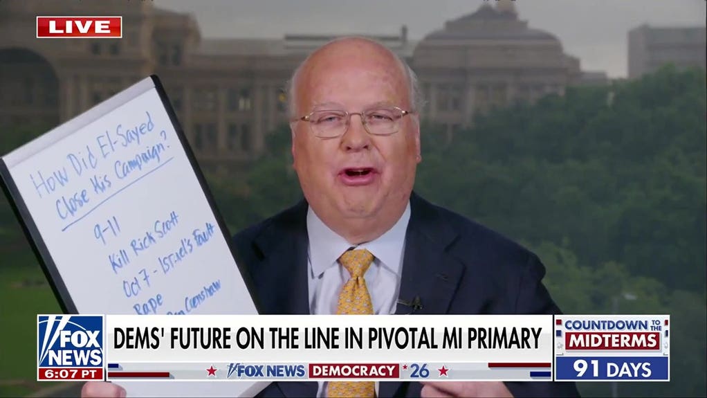 Karl Rove blasts progressive campaign tactics with whiteboard