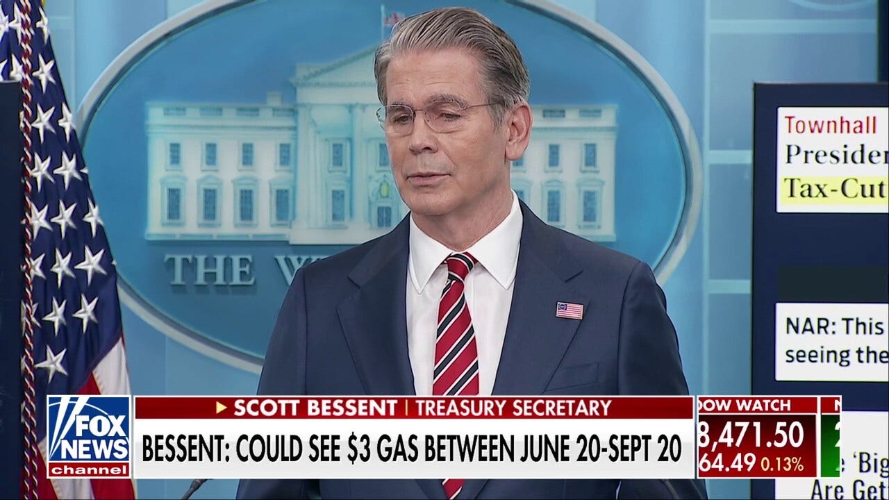 Bessent ‘optimistic’ gas can return to $3 per gallon this summer