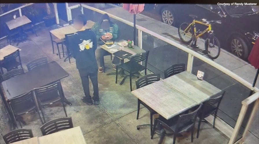 Surveillance footage shows the moment a suspected dine-and-dasher evades a California restaurant employee