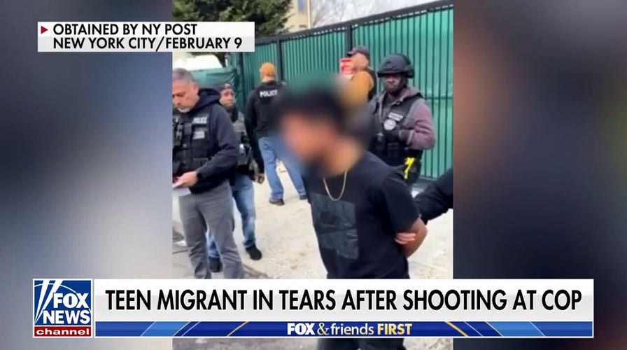 Teen migrant who shot at cops in Times Square seen in tears as he's taken into custody: Video