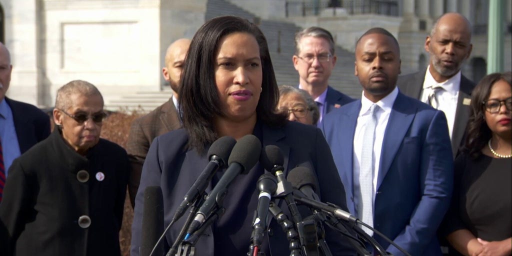 Mayor Bowser speaks to press at a news conference on the draft continuing resolution