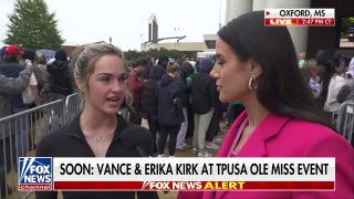 Thousands line up in the rain to see JD Vance and Erika Kirk at TPUSA event