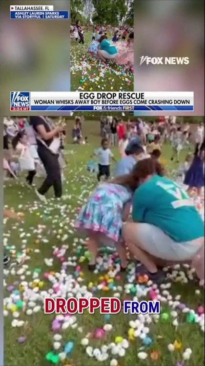 WATCH: Woman saves toddler moments before Easter egg drop