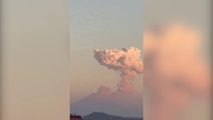 Mexico’s Popocatépetl volcano spews gas, smoke and ash