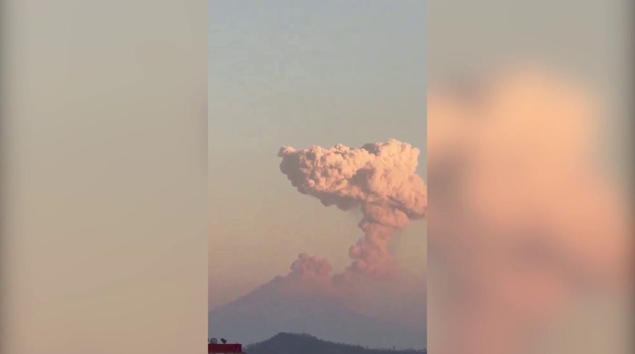 Mexico’s Popocatépetl volcano spews gas, smoke and ash.
