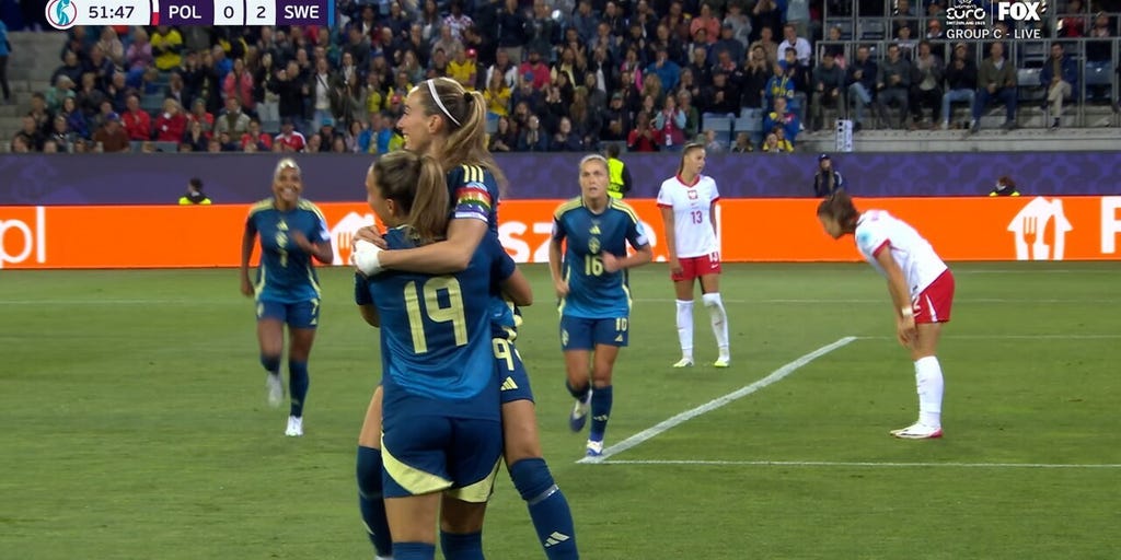 Kosovare Asllani scores, extending Sweden's second-half lead over Poland